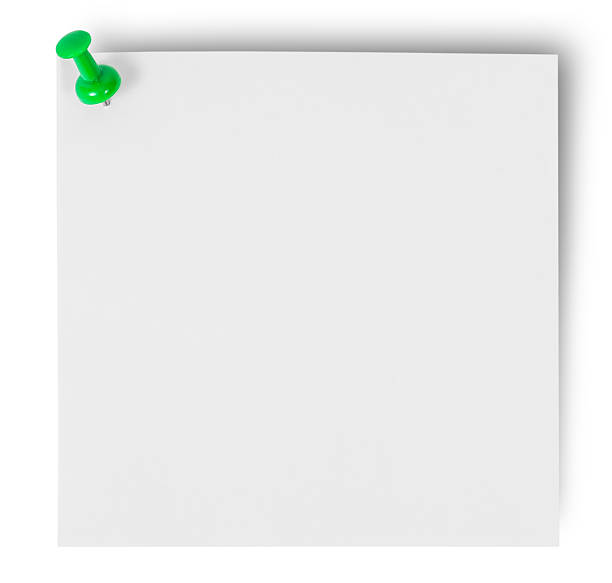 istock White sticker pinned green office pin 627984772