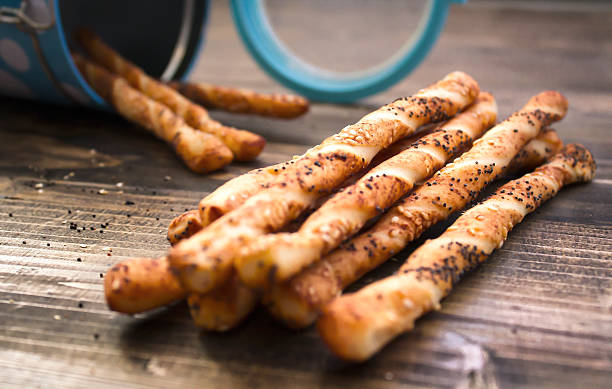 istock Homemade bread sticks on the wooden table 627987818