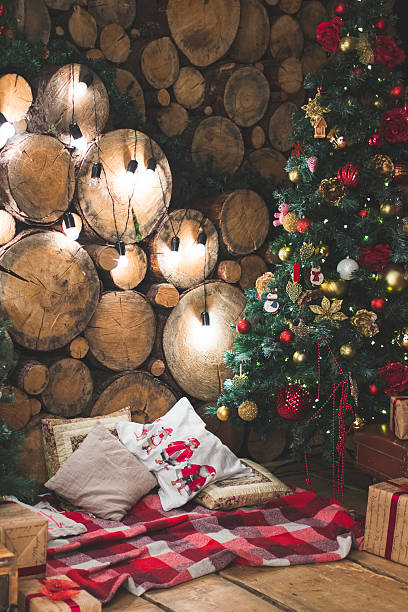 istock festively decorated home interior with Christmas tree 627992930