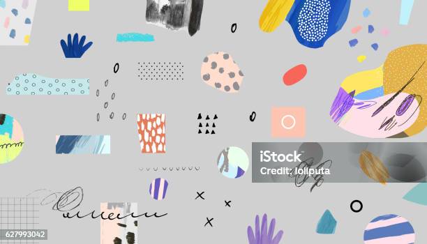 Creative Header With Different Shapes And Textures Stock Illustration - Download Image Now