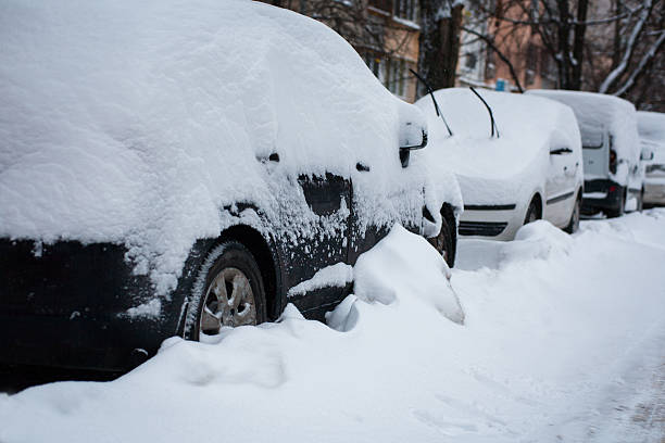 istock Heavy snowfall in town winter 627996862