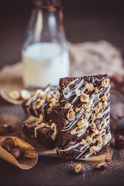 istock Homemade brownies with chocolate and almonds 627997504