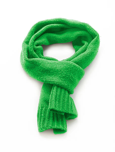 istock Green warm scarf on a white background 628003316