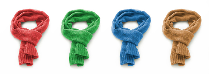 Colored warm scarf on a white background
