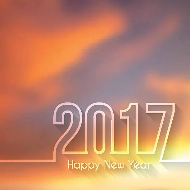 Vector illustration of happy new year 2017 - Beautiful Sky