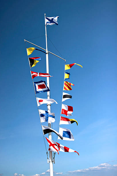 istock Marine flags of different countries on a mast 628006530