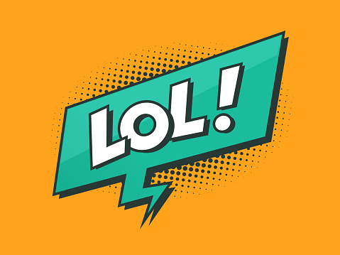 LOL - Laughing out loud retro styled text with speech bubble with halftone dots vector illustration