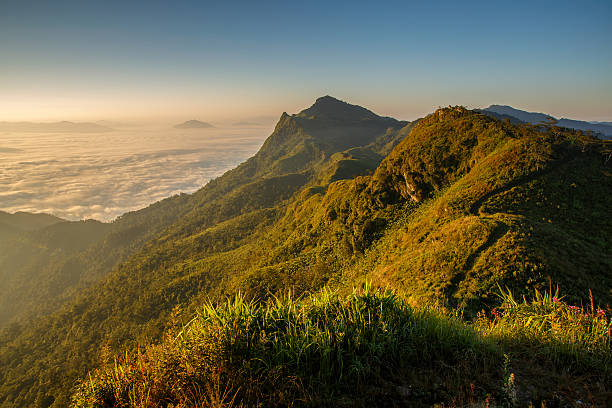 istock Doi pha tang Chiang rai top view in thailand 628013898