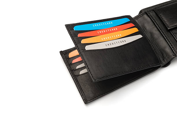 istock Card Holders of a Black Leather Wallet 628014038