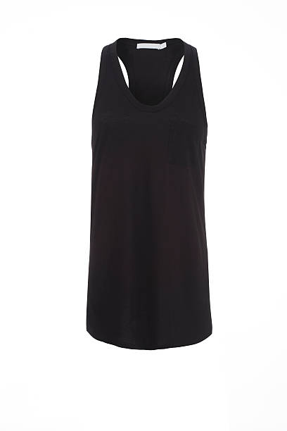istock Black Tank Top On Invisible Mannequin Over White Background 628015862