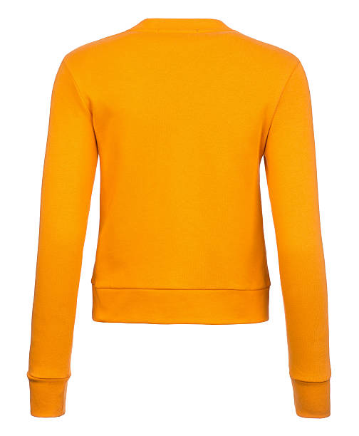 istock Rear Plain Orange Ladies' Sweatshirt Over White Background 628015866