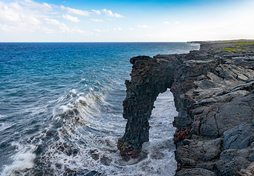 The Holei Arch at Volcanoes National Park on the Big Island of Hawaii.