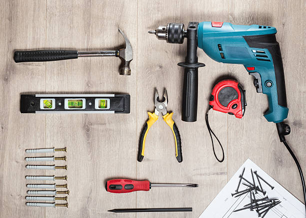 istock Flat lay Set of construction tools to repair 628016572