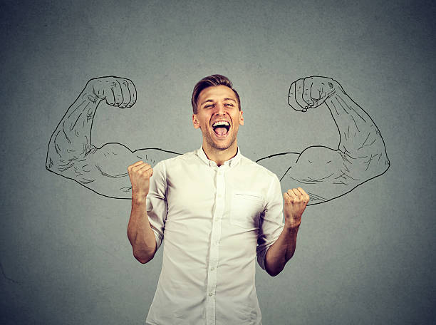istock Successful man winning fists pumped celebrating success 628016824