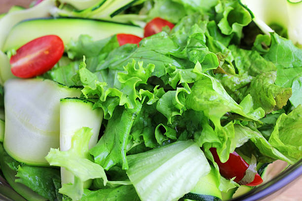 Salad A fresh garden salad with zucchini ribbons side salad stock pictures, royalty-free photos & images