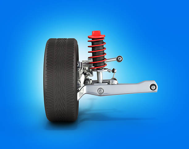 istock suspension of the car with wheel side view on blue 628017950
