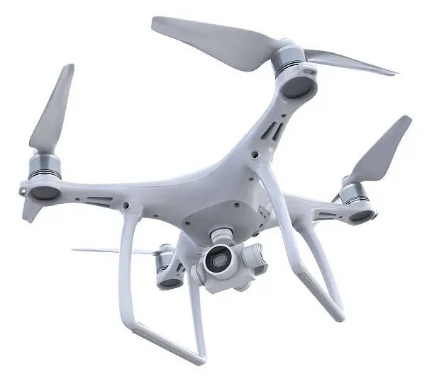 Drone with camera isolated on white