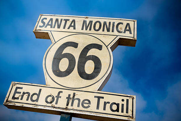 istock Historic Route 66 sign on Santa Monica Pier 628024990