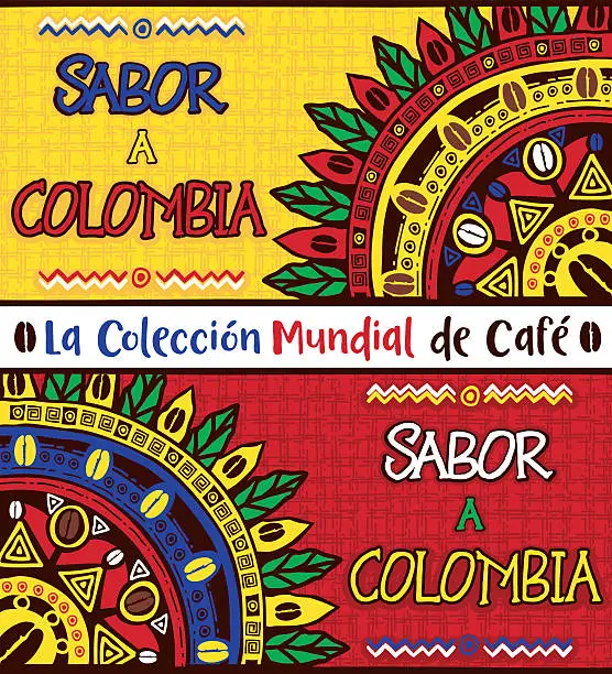 Vector illustration of Sabor a Colombia, Taste of Colombia. Hand drawn illustrations set