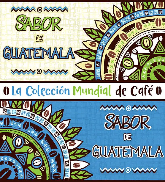 Vector illustration of Sabor de Guatemala, Taste of Guatemala. Hand drawn illustrations set