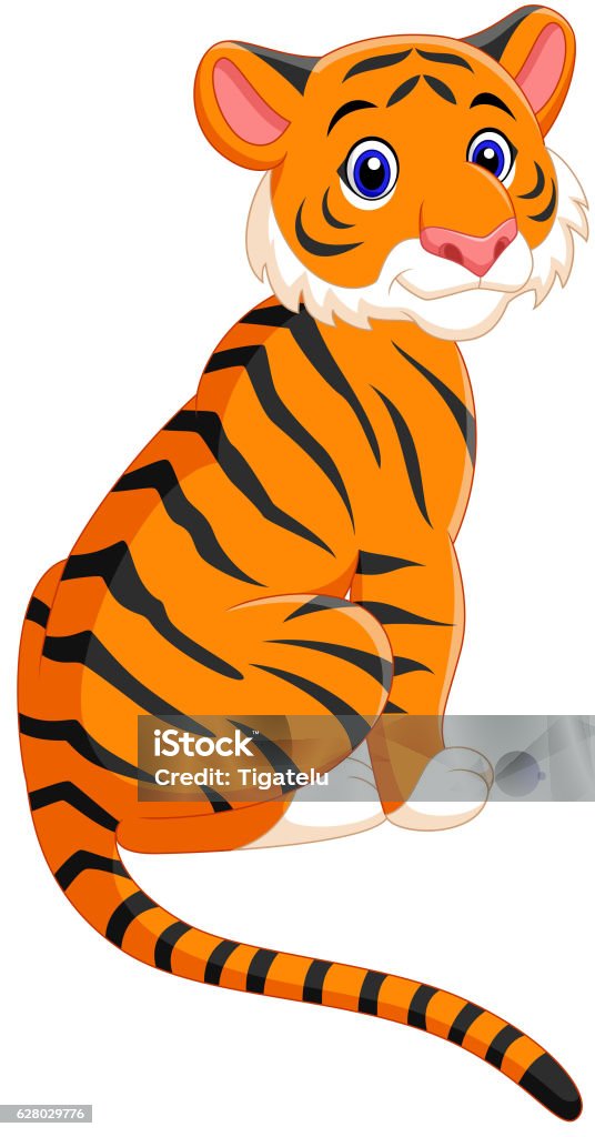 Cute Tiger Cartoon Sitting Stock Illustration - Download Image Now - Tiger,  Illustration, Sports Ball - iStock