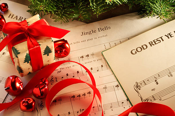 istock Small Present On Christmas Sheet Music 628029956