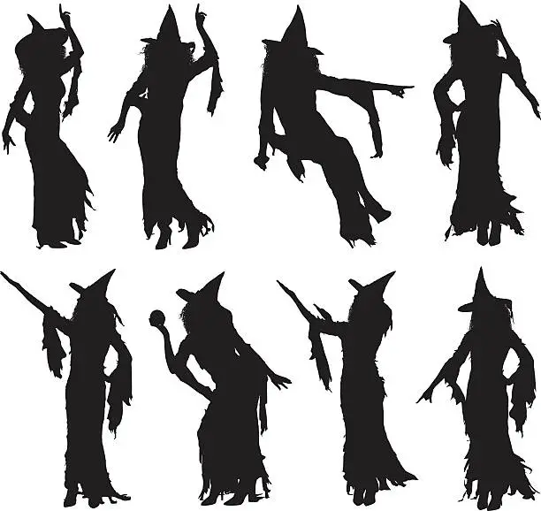 Vector illustration of Witch in various actions