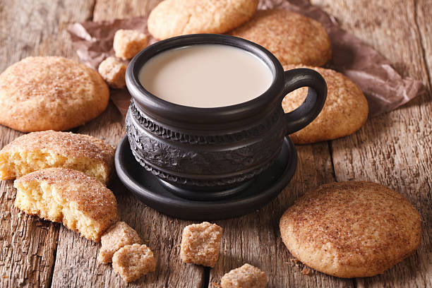 istock Tasty Snickerdoodle cookies and milk close-up on the table. Horizontal 628035948