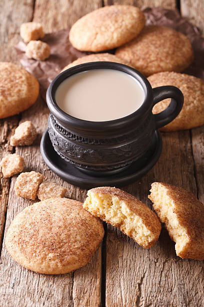 istock Tasty Snickerdoodle cookies and milk close-up on the table. Vertical 628036396