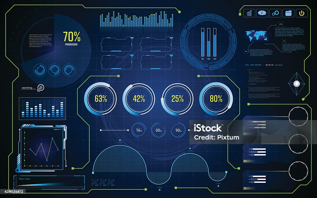 hud ui gui future futuristic screen system virtual design background abstract hud ui gui future futuristic screen system virtual design background eps 10 vector Computer Monitor stock vector