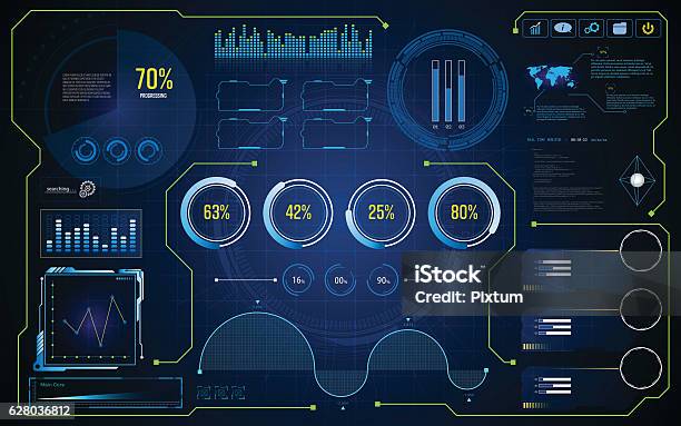 Hud Ui Gui Future Futuristic Screen System Virtual Design Background Stock Illustration - Download Image Now