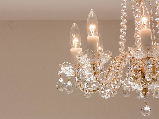 istock Crystal glass glittering chandelier 628038720