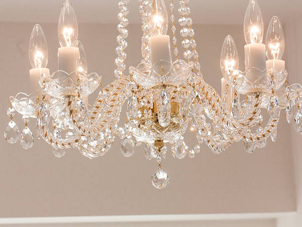 istock Crystal glass glittering chandelier 628039272