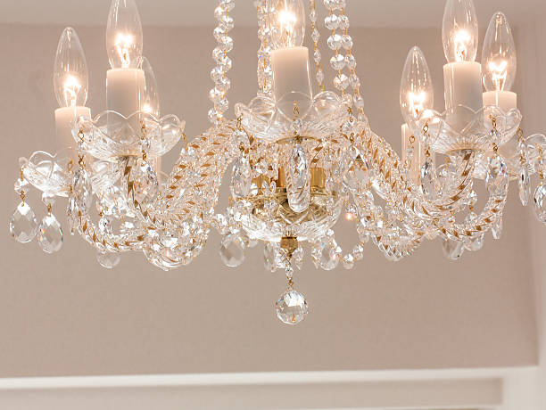istock Crystal glass glittering chandelier 628039320