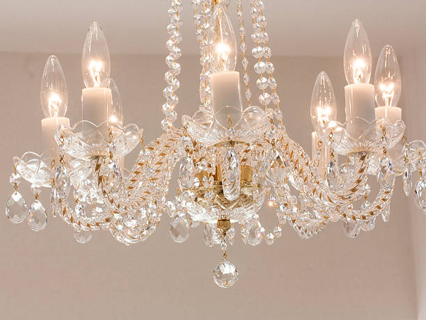 istock Crystal glass glittering chandelier 628039426