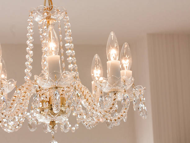istock Crystal glass glittering chandelier 628039468