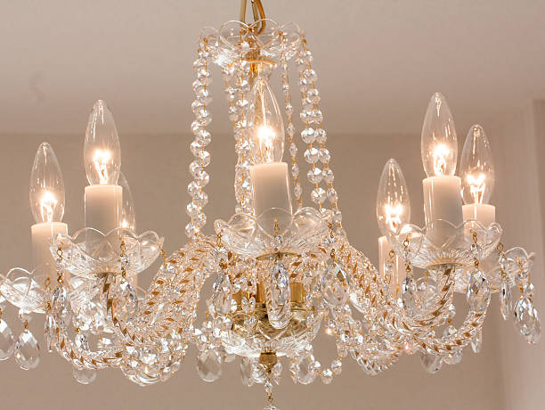 istock Crystal glass glittering chandelier 628064264