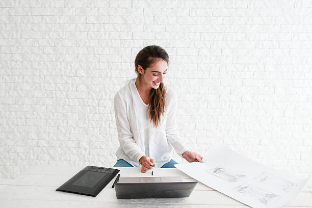 istock Smiling woman at workplace, free space 628064528