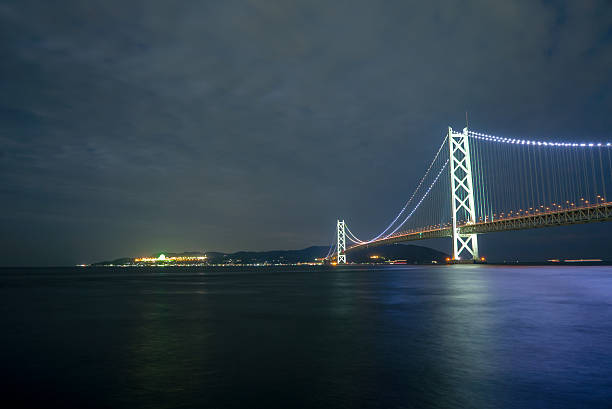 istock Akashi Kaikyo bridge at night  Kobe port , Japan 628065276