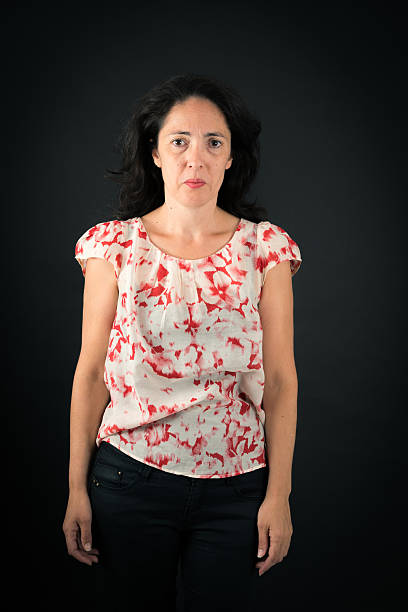 istock Beautiful woman doing different expressions in different sets of clothes: worried 628065962