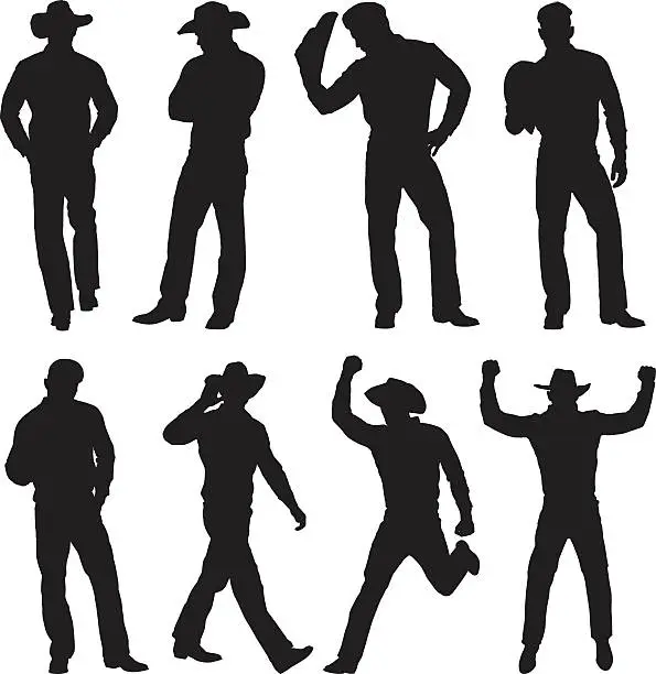 Vector illustration of Cowboy in various action