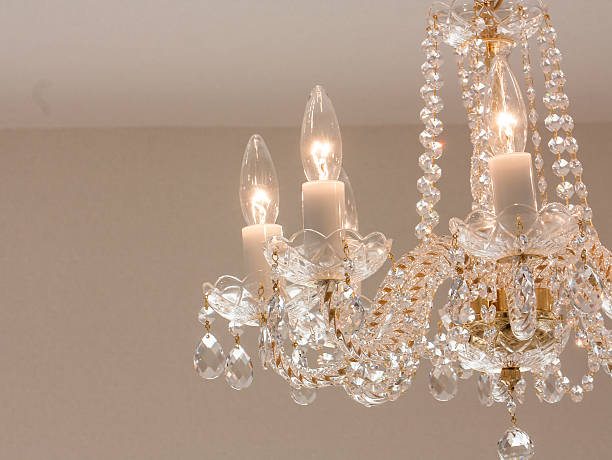 istock Crystal glass glittering chandelier 628067468