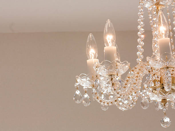 istock Crystal glass glittering chandelier 628067488