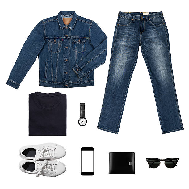istock Black & Blue Tone Man's clothing collections with clipping path 628075622
