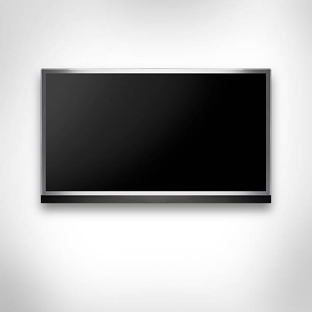 istock Black LED tv television screen mock up with clipping path 628075958