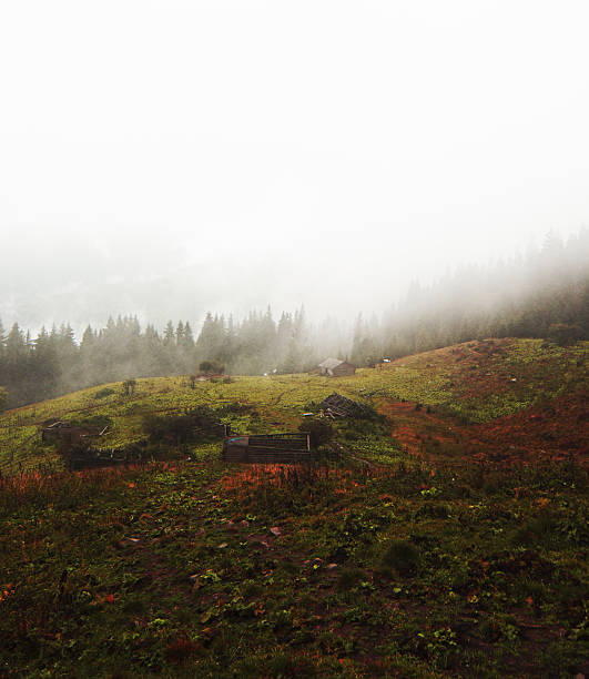 carpathian mountains in autumn - eastern europe mountain range mountain village imagens e fotografias de stock