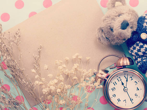 istock teddy bear and dried flowers with space copy background 628085054