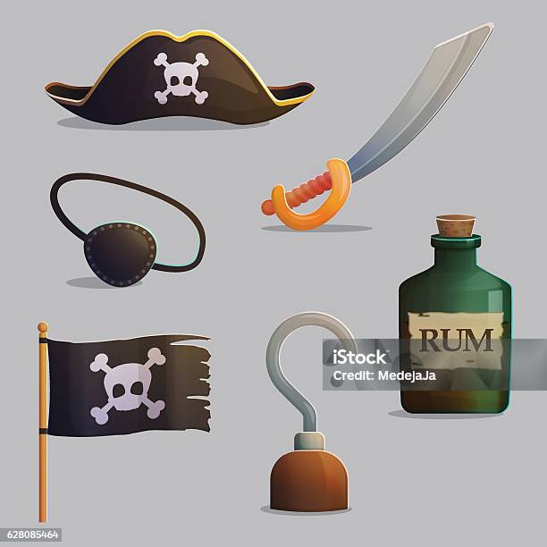 Ilustración de Colección De Accesorios Para Barcos Piratas y más Vectores  Libres de Derechos de Parche de ojo - Parche de ojo, Pirata, Disfraz de  pirata - iStock