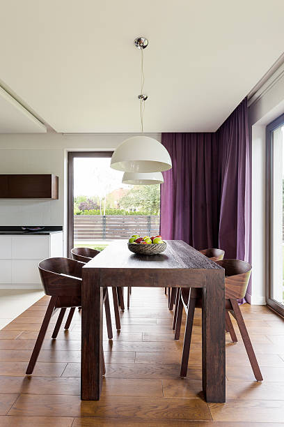 istock Wooden table in modern room 628087198