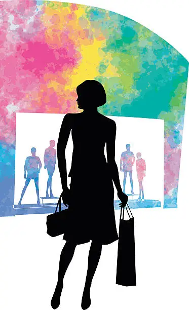 Vector illustration of Watercolor Shopping Models